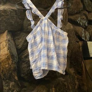 Blue and white light crop top